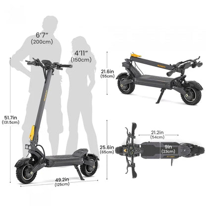 Składana hulajnoga elektryczna Ausom F1 Max, silnik 2*1400W, bateria 60V 20,8Ah, opony 10x3,0 cali, maks. prędkość 72 km/h